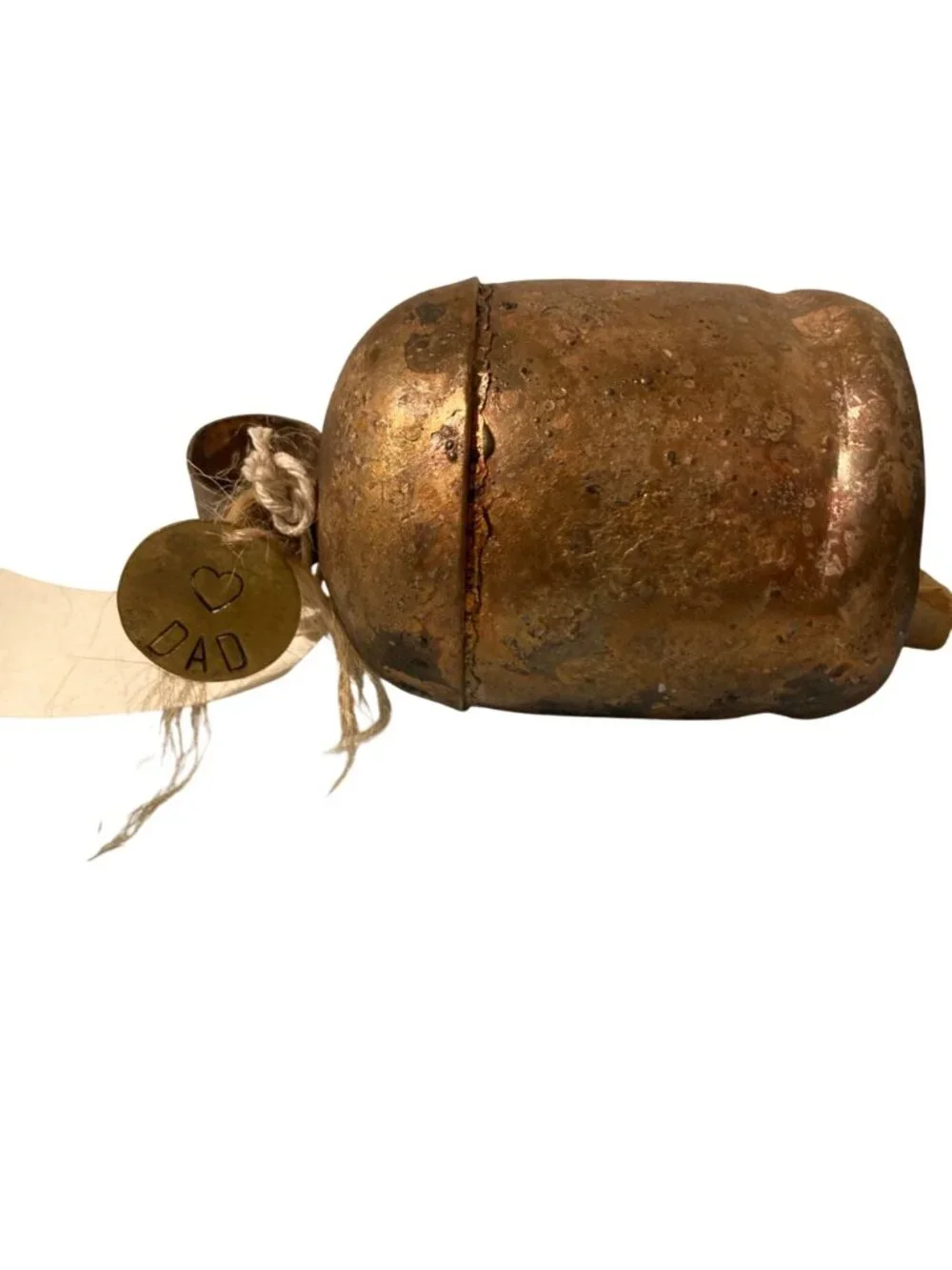 Handcrafted Rustic Desert Bell With Heart Dad Charm Bronze Patina